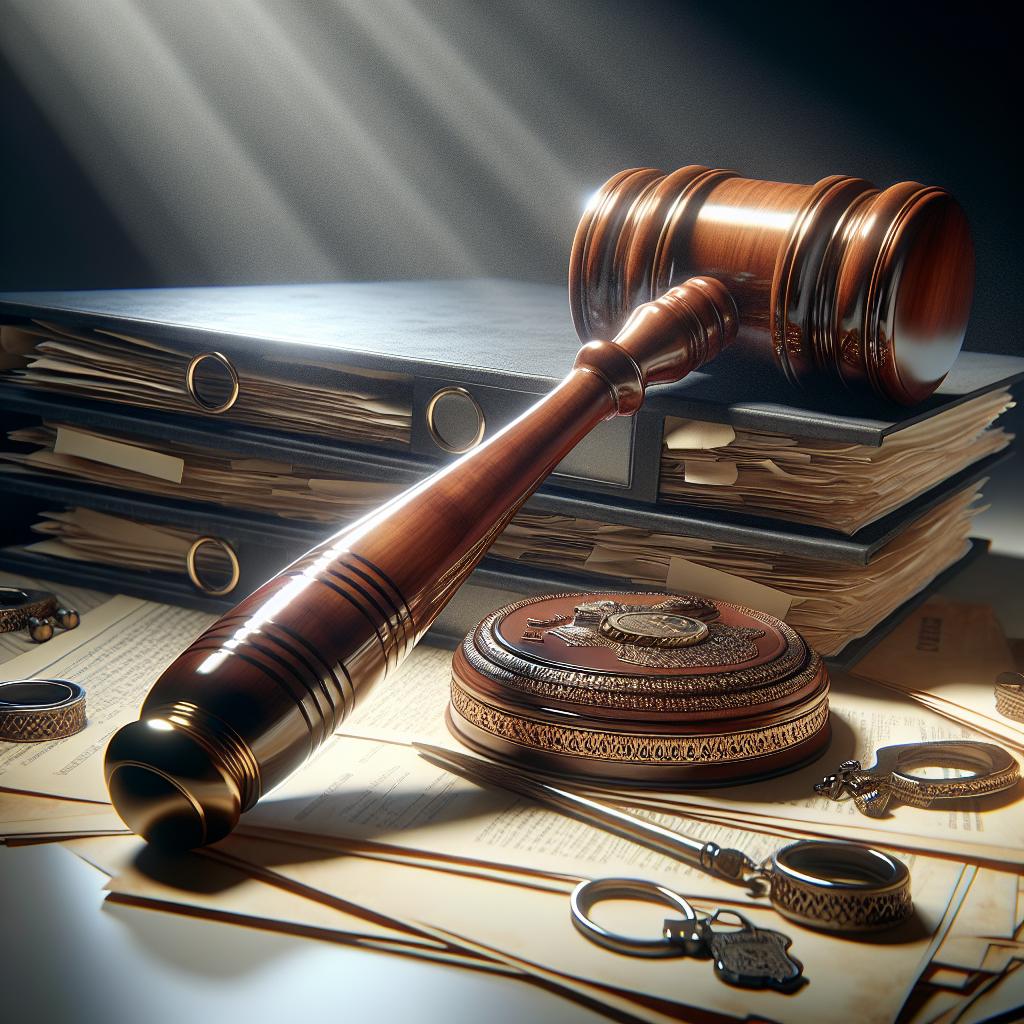 Gavel on crime investigation files