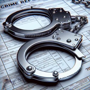 Police handcuffs on crime report