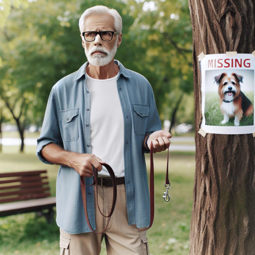 Senior man with dog missing