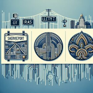 Traffic signs, Shreveport map, Amazon logo