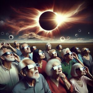 Seniors watching solar eclipse