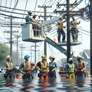 Electricity repair crew flooding