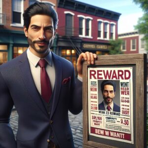 Business owner posting reward notice