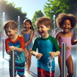 "Children enjoying SPAR Spraygrounds"