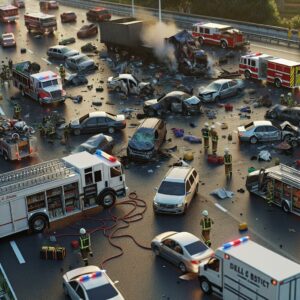 Multi-vehicle accident aftermath