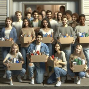 Students delivering donations to shelter