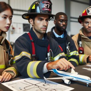 Firefighters receiving aviation safety training