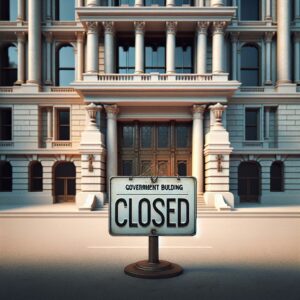 Closed government building sign