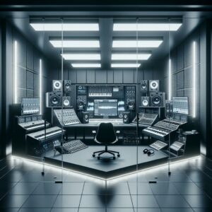 Monochromatic modern music studio