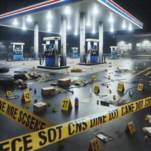 Crime scene at gas station