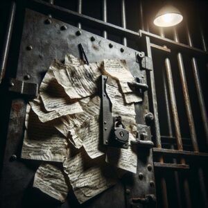 Jail door with paperwork mistake