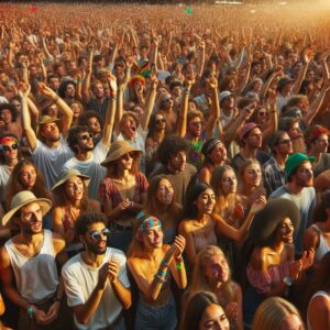 Festival crowd enjoying music