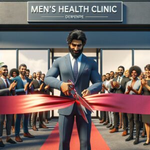 "Ribbon cutting men's health clinic"