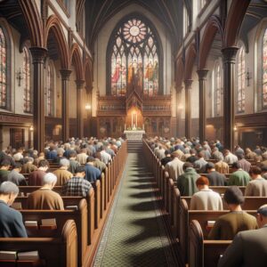 "Community prayer in church"