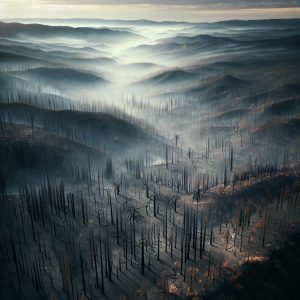 "Wildfire devastation aerial view"