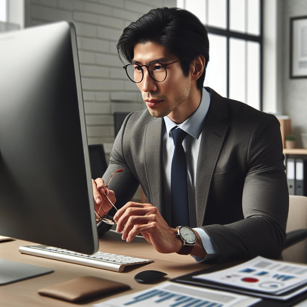 Businessman posting aggressive content online