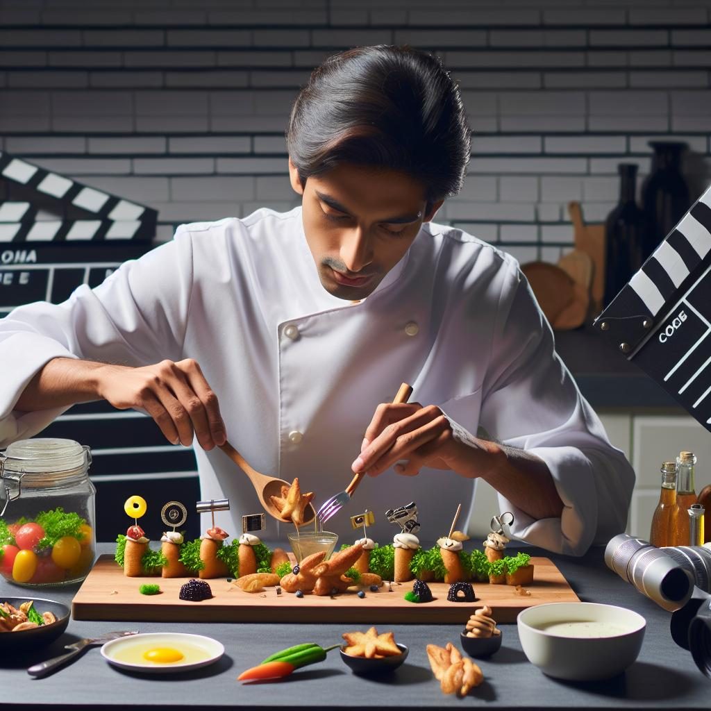 Chef preparing film-themed meal