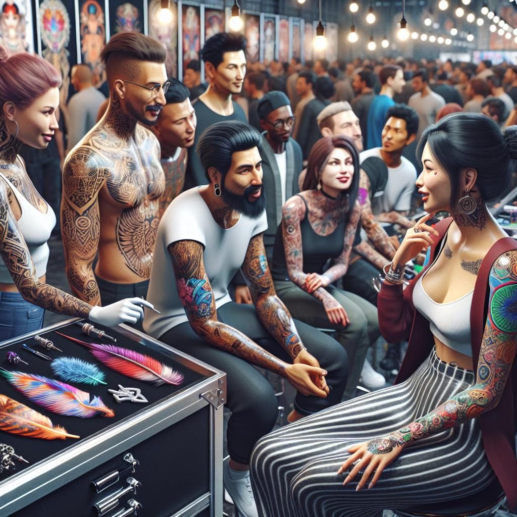 "Tattoo convention crowd scene"