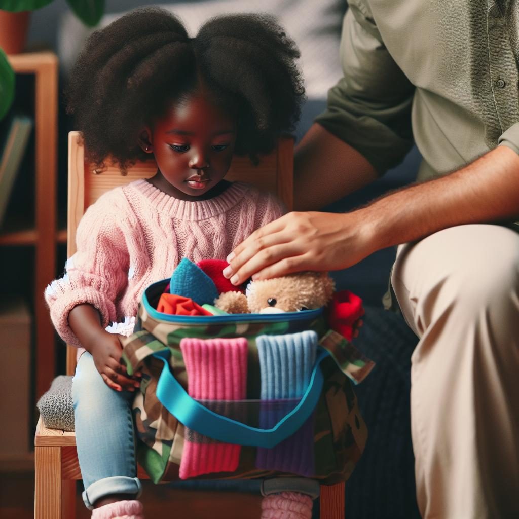 Child receiving comfort bag