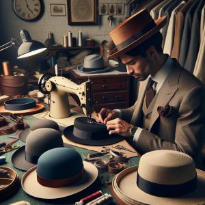 "Craftsman sewing custom hats"