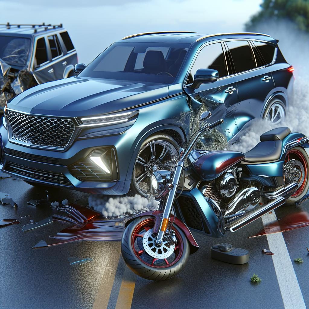 Motorcycle and SUV collision