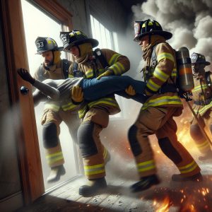 Firefighters in action