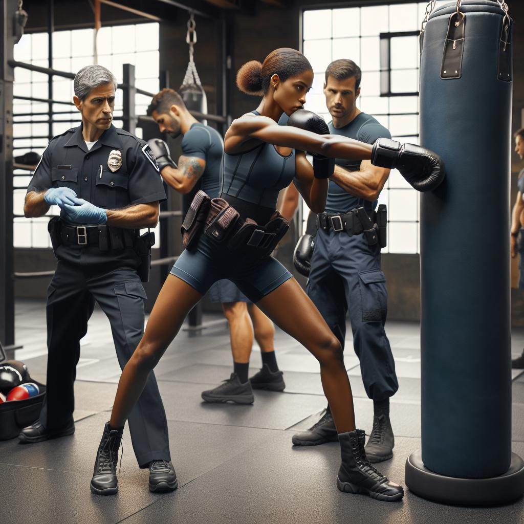 Police training boxing safety.