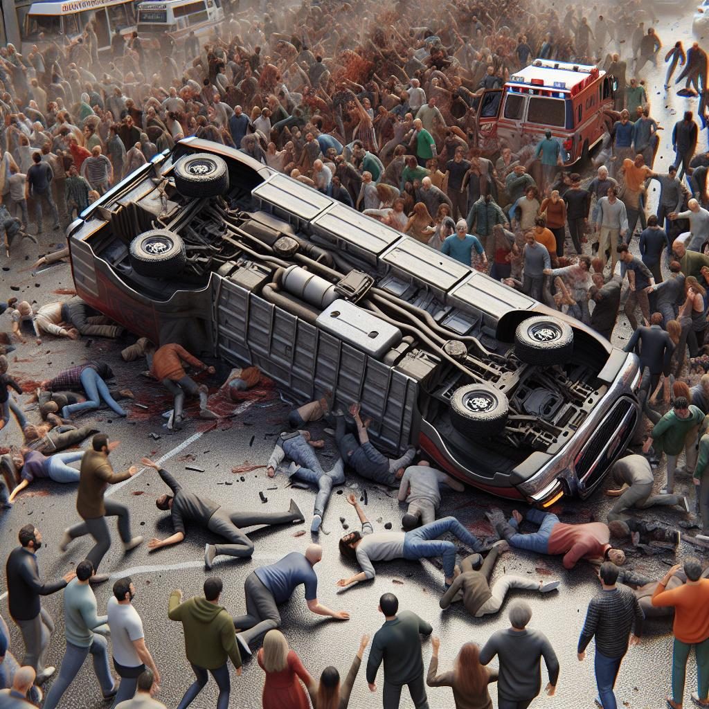 Overturned Truck Chaos