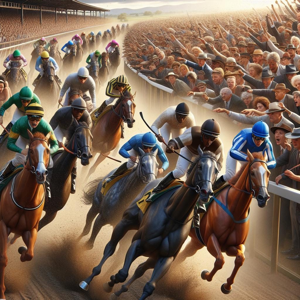 Exciting horse racing action