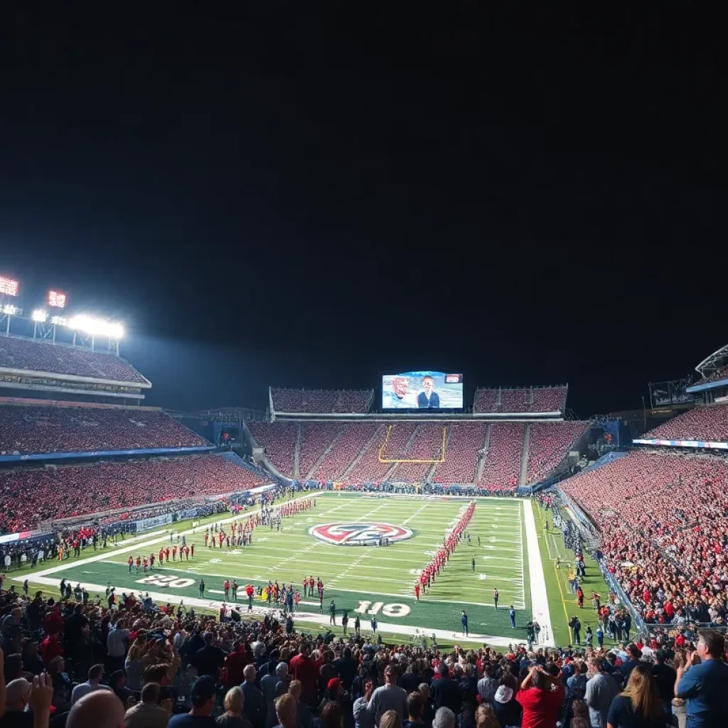 Crowd cheering at the Independence Bowl