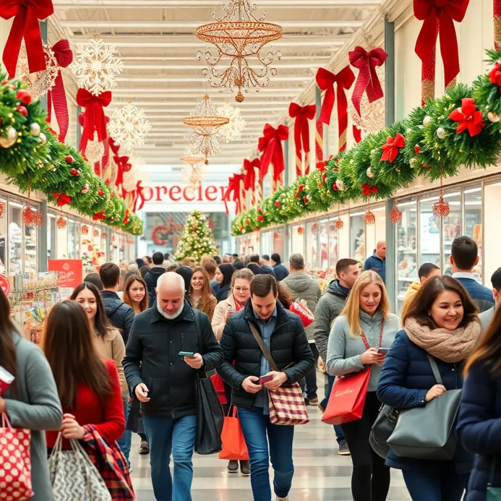 Crowded store during the last-minute holiday shopping rush in Shreveport.