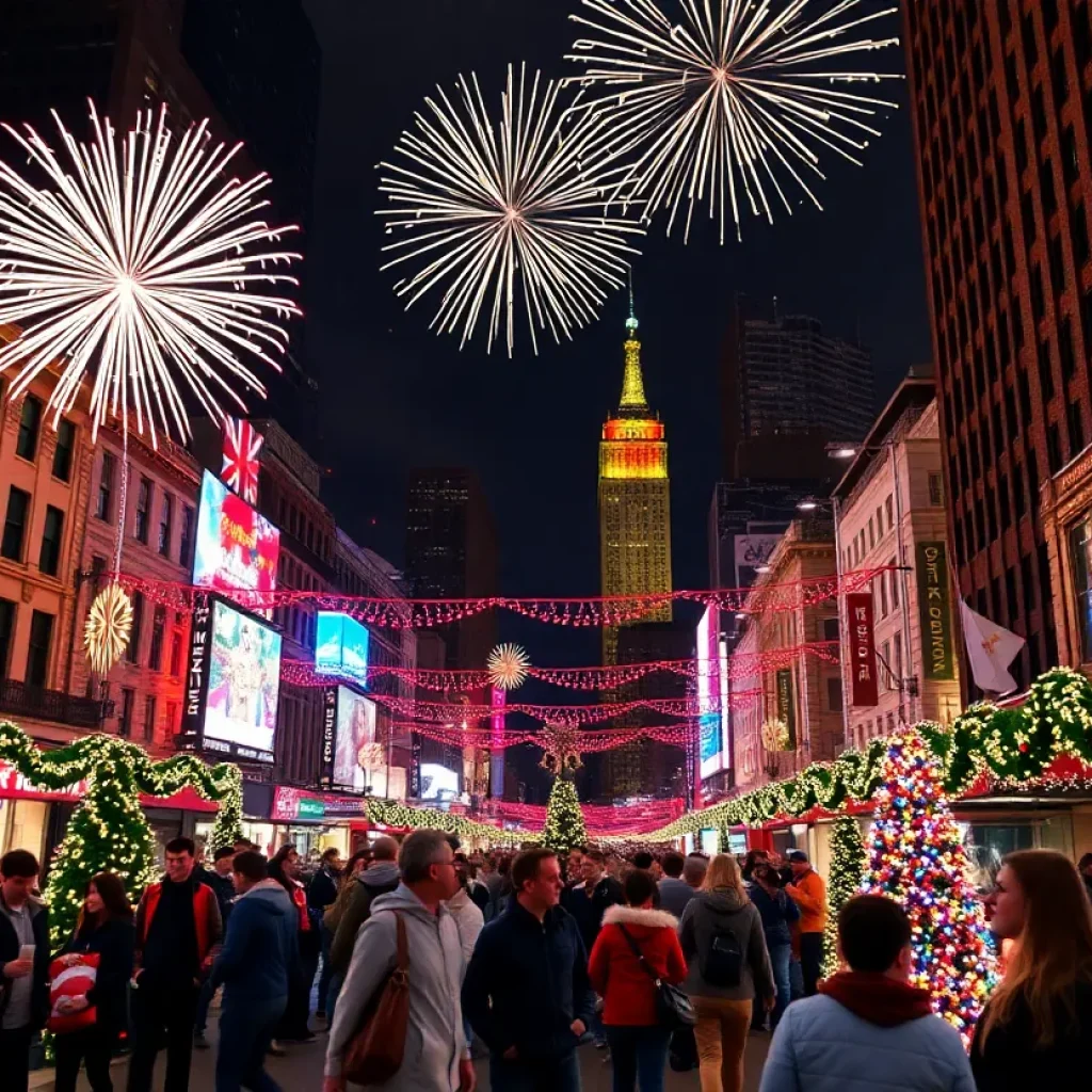 Crowd enjoying New Year's Eve celebrations in Shreveport, Louisiana