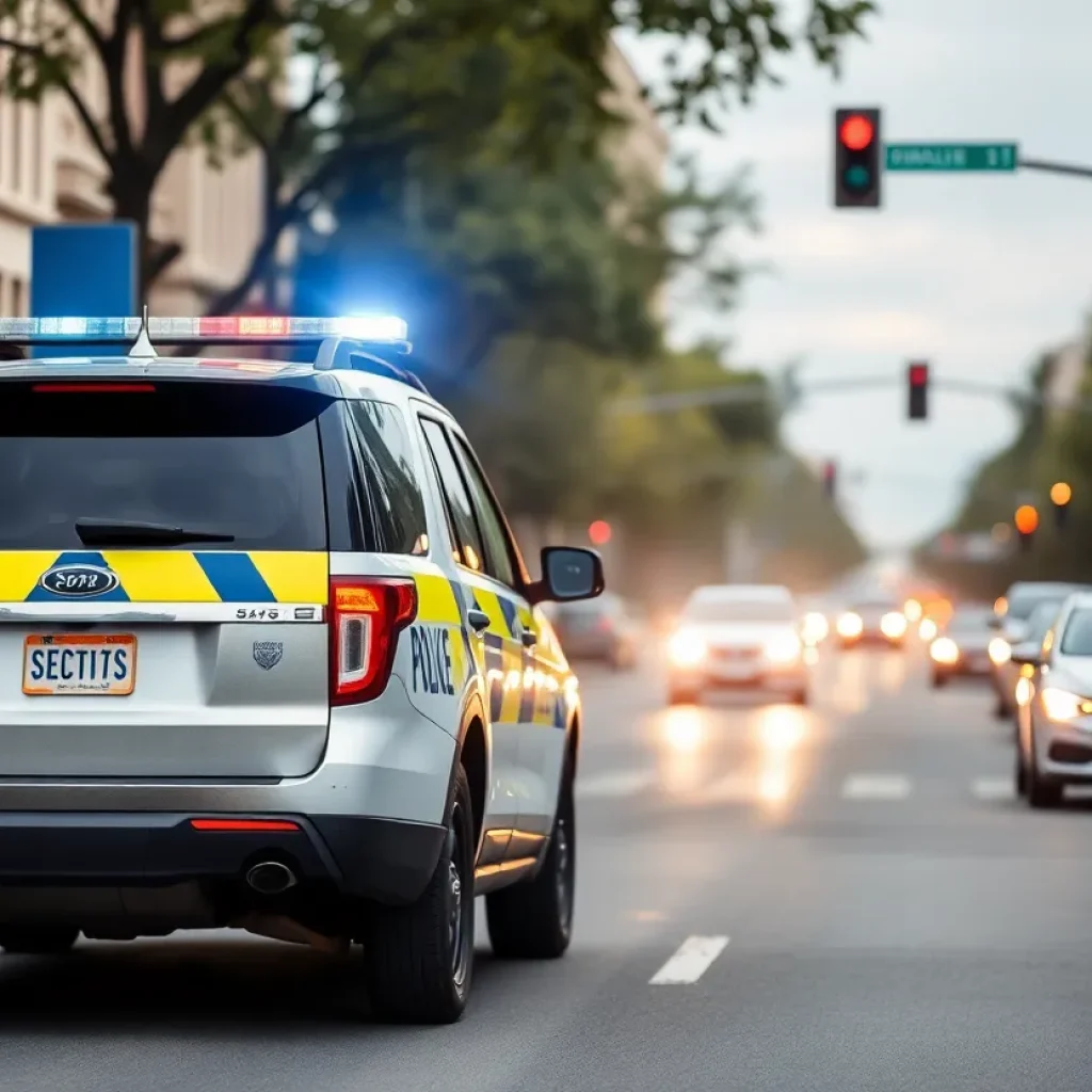 Police vehicle stopping a car in Shreveport