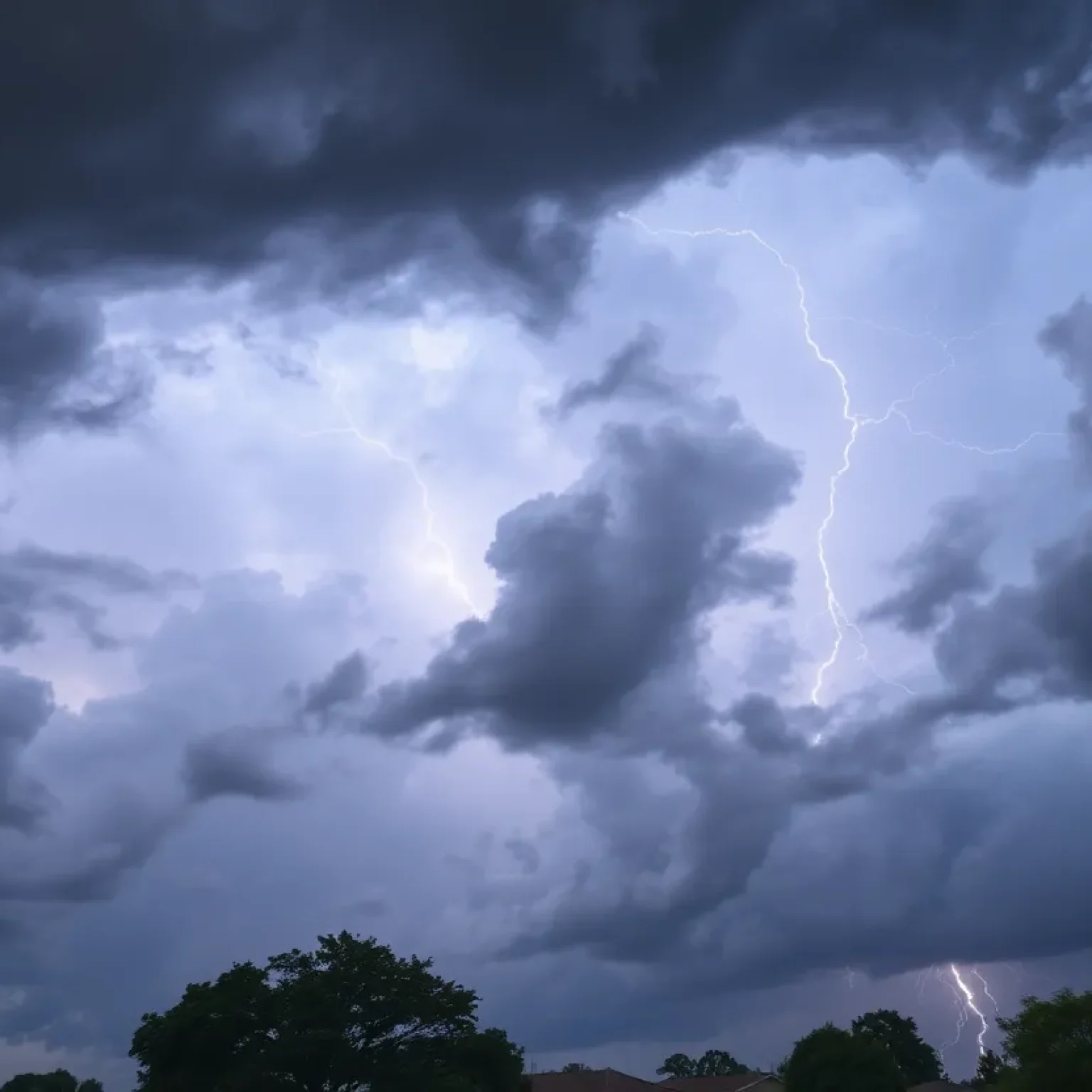 Ominous storm clouds over a Southern town