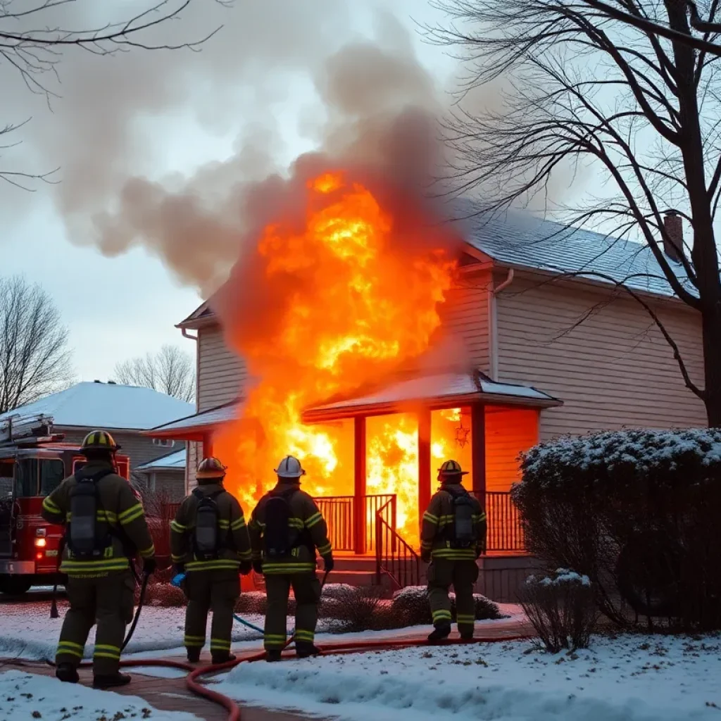 Firefighters battling a residential house fire in Shreveport, Louisiana