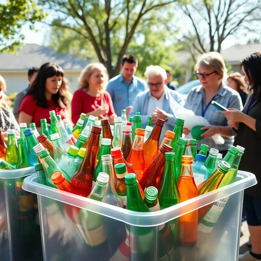 Residents participating in glass recycling program in Shreveport.