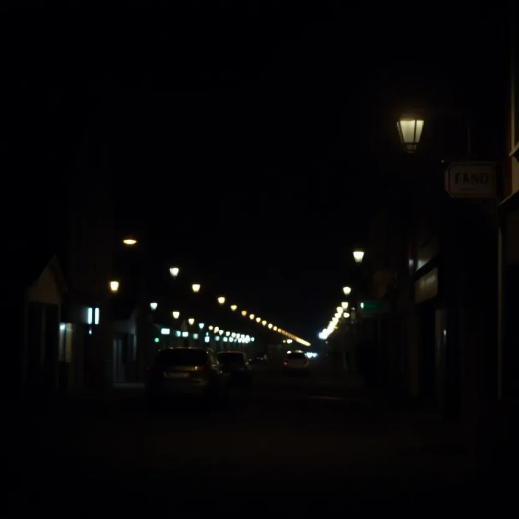 A somber night scene in Shreveport, Louisiana