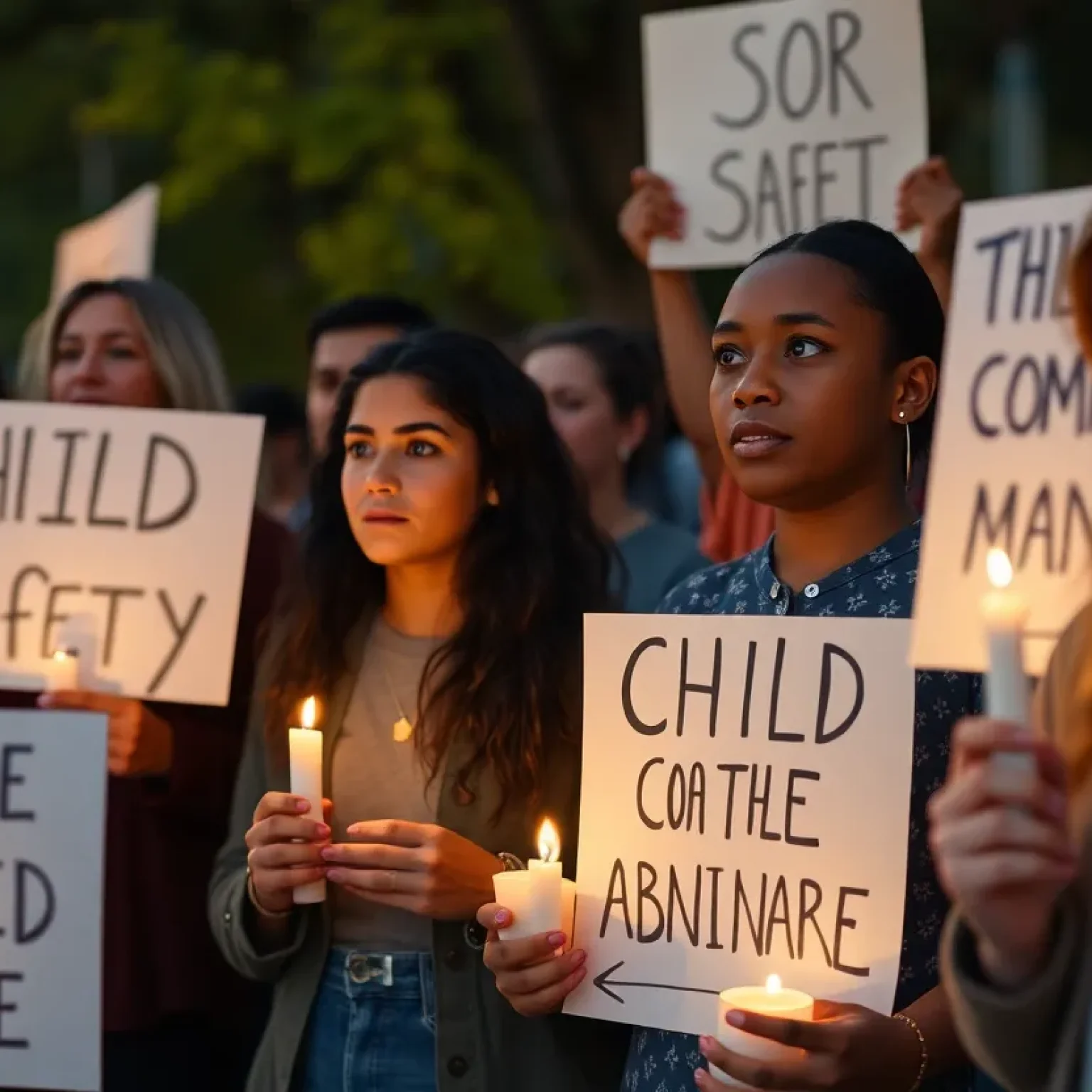 Community members gathered for a vigil demanding safety for children