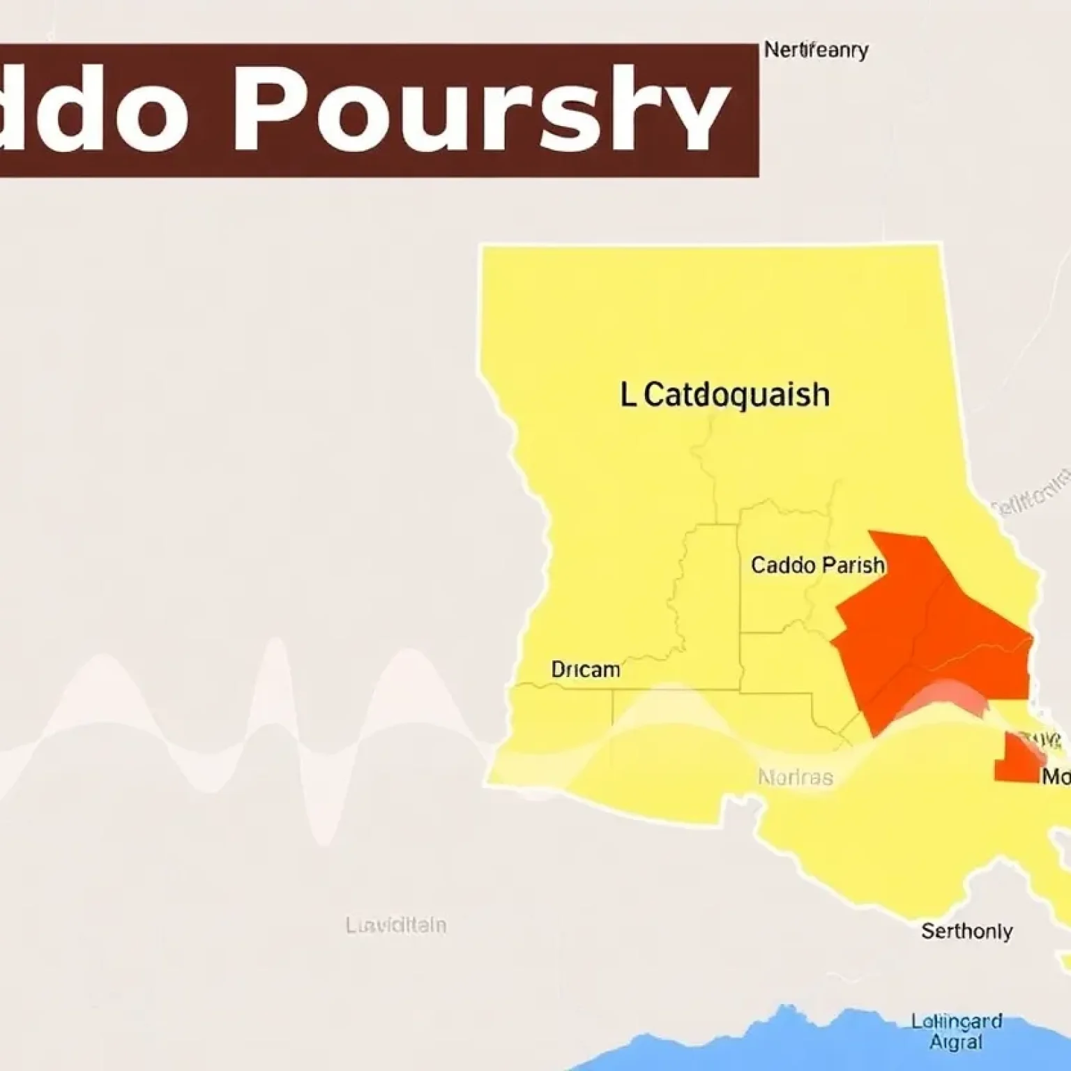 Map highlighting Caddo Parish and surrounding areas affected by the earthquake.