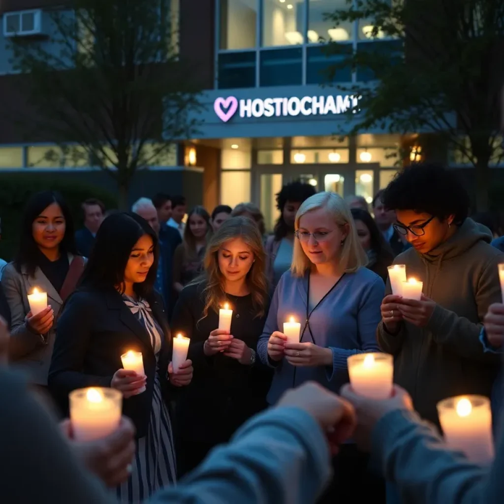 Community members gathered in remembrance of Elana Franks outside the hospital.