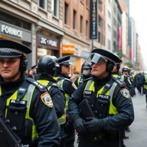 Police officers monitoring 16th Street Mall after stabbings