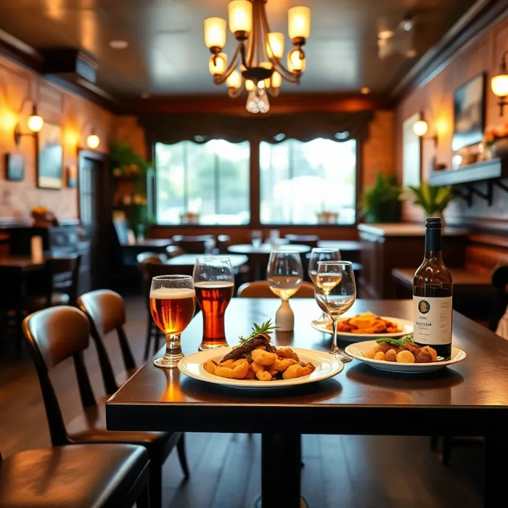 Interior of Fat Calf Brasserie with diners enjoying delicious meals