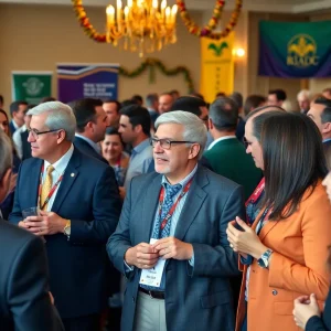 Higher education leaders networking at Washington Mardi Gras 2025