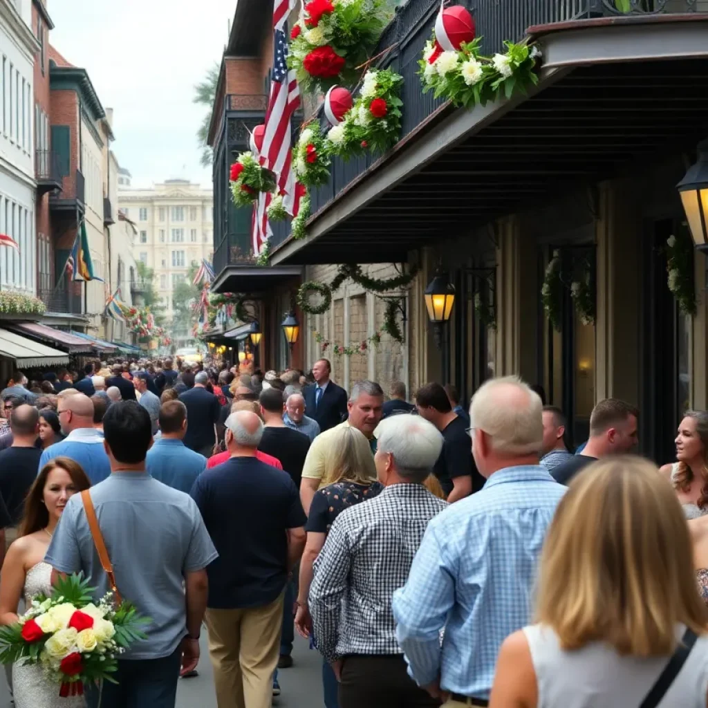 Community members gather in the French Quarter of New Orleans for a vigil.