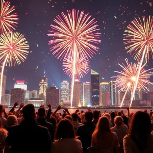 Fireworks over Shreveport-Bossier City during New Year's Eve