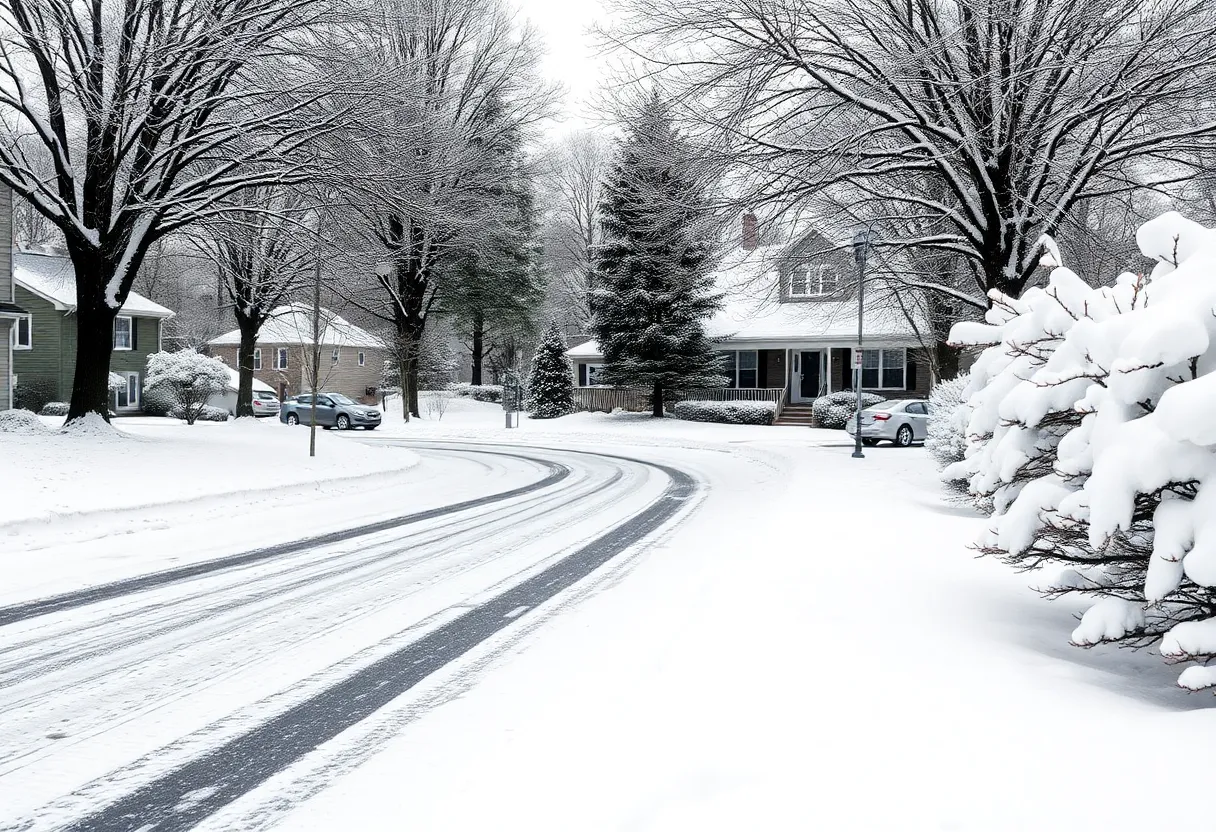 Winter landscape in Philadelphia region covered in snow