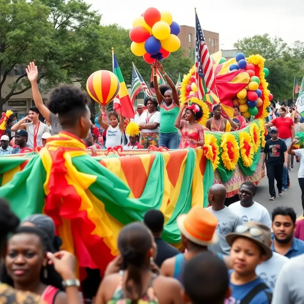 Participants marching in the Shreveport African American Parade