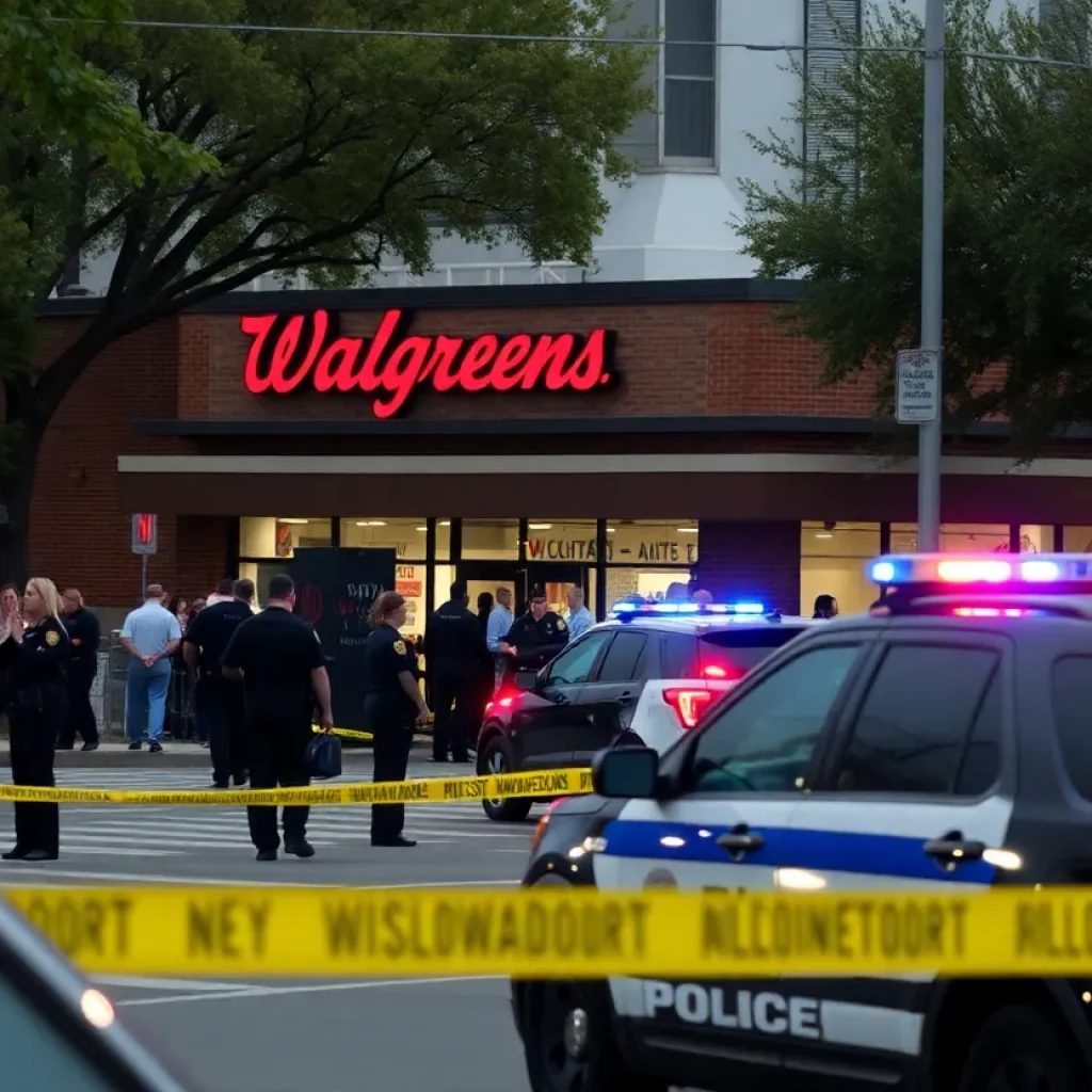 Police investigate outside Walgreens in Shreveport after shooting incident.