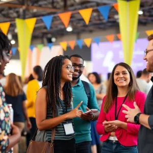 Entrepreneurs participating in Lunch-and-Learn sessions at a festival.