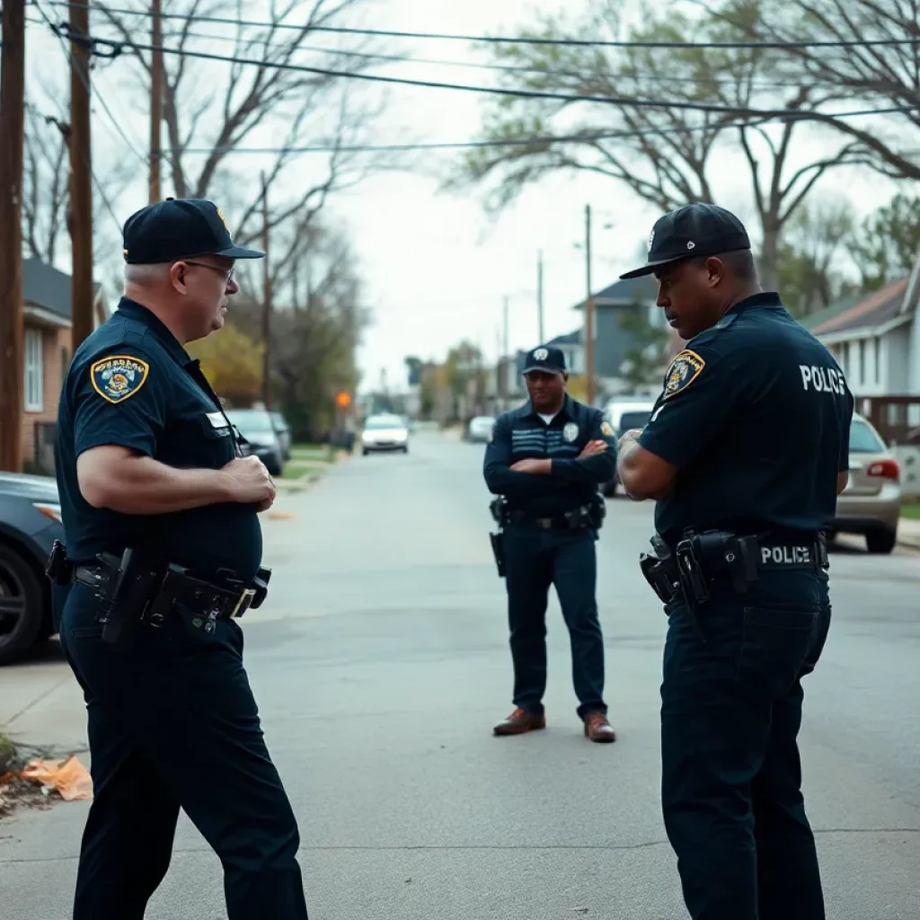 Police cars outside a home in Shreveport after a shooting incident